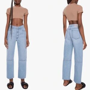 New MOTHER SNACKS High Waisted Double Stack Seamed Ankle in Just Nibble size 31